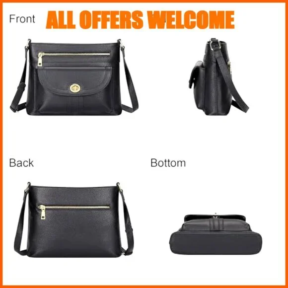 Genuine Leather Crossbody Bag for Women with Multiple Pockets